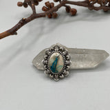 The Sundial Ring- Blue Lightning Chrysocolla and Sterling Silver- Finished to Size or as a Pendant