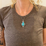 The Peacock Necklace 2- Turquoise Mountain Turquoise and Sterling Silver- 18" Sterling Infinity Chain