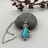 The Peacock Necklace 2- Turquoise Mountain Turquoise and Sterling Silver- 18" Sterling Infinity Chain