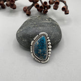 The Twilight Ring- Morenci II Turquoise and Sterling Silver- Finished to Size or as a Pendant