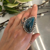 The Twilight Ring- Morenci II Turquoise and Sterling Silver- Finished to Size or as a Pendant