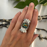 The Phoenix Ring 1- Tyrone Turquoise and Sterling Silver- Finished to Size or as a Pendant