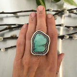 The Squiggle Ring- Broken Arrow Variscite and Sterling Silver- Finished to Size or as a Pendant