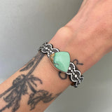 The Desert Rose Cuff- Size XS/S- Natural Australian Variscite and Stamped Sterling Silver Bracelet