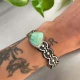 The Desert Rose Cuff- Size XS/S- Natural Australian Variscite and Stamped Sterling Silver Bracelet