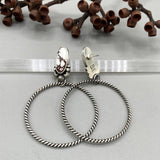 The Wild Horse Large Hoop Earrings- Wild Horse and Sterling Silver- Post Earrings for Pierced Ears