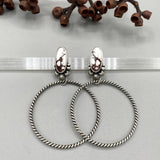 The Wild Horse Large Hoop Earrings- Wild Horse and Sterling Silver- Post Earrings for Pierced Ears