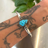 Celestial Cuff- Size L/XL- Kingman Turquoise and Sterling Silver Bracelet
