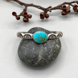 Heavyweight Stamped Cuff- Size L/XL- Kingman Turquoise and Chunky Sterling Silver Bracelet