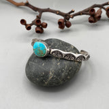 Heavyweight Stamped Cuff- Size L/XL- Kingman Turquoise and Chunky Sterling Silver Bracelet