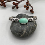 Heavyweight Stamped Cuff- Size L/XL- Natural Broken Arrow Variscite and Chunky Sterling Silver Bracelet