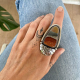 The XL Desert Dreamer Portal Ring- Picture Jasper and Sterling Silver- Finished to Size or as a Pendant