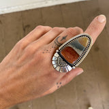 The XL Desert Dreamer Portal Ring- Picture Jasper and Sterling Silver- Finished to Size or as a Pendant
