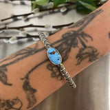 Chunky Stamped Stacker Cuff- Size L/XL- Natural Golden Hills Turquoise and Chunky Sterling Silver Bracelet