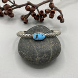 Chunky Stamped Stacker Cuff- Size L/XL- Natural Golden Hills Turquoise and Chunky Sterling Silver Bracelet