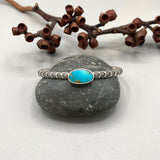 Chunky Stamped Stacker Cuff- Size L/XL- Kingman Turquoise and Chunky Sterling Silver Bracelet