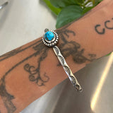 Stamped Stacker Cuff- Size L/XL- Lone Mountain Turquoise and Sterling Silver Bracelet
