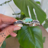 Heavyweight Stamped Cuff- Size XS/S- Natural Royston Turquoise and Chunky Sterling Silver Bracelet