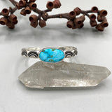 Heavyweight Stamped Cuff- Size XS/S- Turquoise Mountain Turquoise and Chunky Sterling Silver Bracelet
