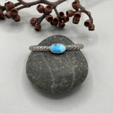 Chunky Stamped Stacker Cuff- Size XS/S- Natural Golden Hills Turquoise and Chunky Sterling Silver Bracelet