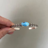 Chunky Stamped Stacker Cuff- Size XS/S- Natural Golden Hills Turquoise and Chunky Sterling Silver Bracelet