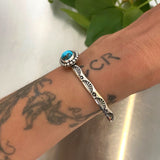 Stamped Stacker Cuff- Size XS/S- Lone Mountain Turquoise and Sterling Silver Bracelet