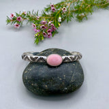 Heavyweight Stamped Cuff- Size L/XL- Pink Conch and Chunky Sterling Silver Bracelet