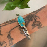 Heavyweight Stamped Cuff- Size L/XL- Royston Turquoise and Chunky Sterling Silver Bracelet