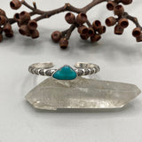 Chunky Stamped Stacker Cuff- Size XS/S- Kingman Turquoise and Sterling Silver Bracelet