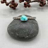 Chunky Stamped Stacker Cuff- Size XS/S- Royston Turquoise and Chunky Sterling Silver Bracelet