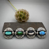 The Gemini Ring 3- Natural Royston Turquoise and Sterling Silver- Finished to Size or as a Pendant
