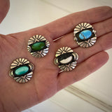 The Gemini Ring 3- Natural Royston Turquoise and Sterling Silver- Finished to Size or as a Pendant