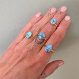 The Soleil Ring- Golden Hills Turquoise and 14k Gold- Size 6