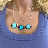 The Squiggle Necklace 2- Natural Royston Turquoise and Sterling Silver- Chain Included