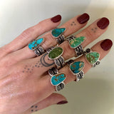 The Reflection Ring- Royston Turquoise and Stamped Sterling Silver- Size 5.5-5.75