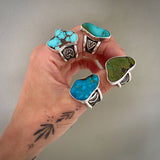 The Squiggle Signet Ring- Size 10- Natural Royston Turquoise and Sterling Silver