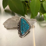 The Azure Ring- Cloud Mountain Turquoise and Sterling Silver- Finished to Size or as a Pendant