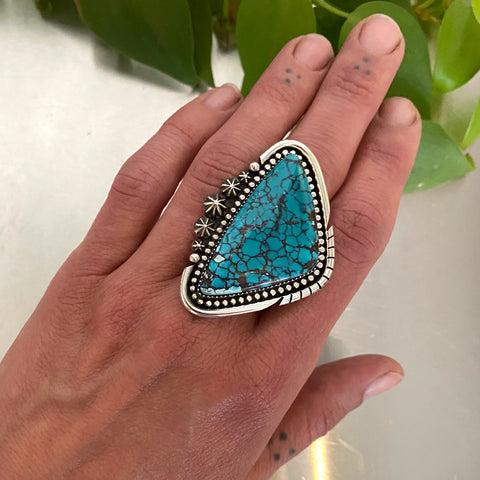 The Azure Ring- Cloud Mountain Turquoise and Sterling Silver- Finished to Size or as a Pendant