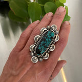 The Empress Ring- Bamboo Mountain Turquoise and Sterling Silver- Finished to Size or as a Pendant