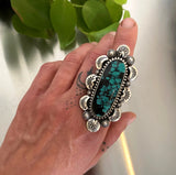 The Empress Ring- Bamboo Mountain Turquoise and Sterling Silver- Finished to Size or as a Pendant