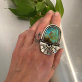 The Cosmic Portal Ring 2- Bamboo Mountain Turquoise and Sterling Silver- Finished to Size or as a Pendant