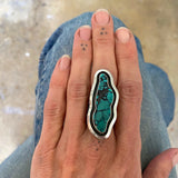 The Bamboo Mountain Reverberation Ring- Bamboo Mountain Turquoise and Sterling Silver- Finished to Size or as a Pendant