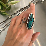 The Bamboo Mountain Reverberation Ring- Bamboo Mountain Turquoise and Sterling Silver- Finished to Size or as a Pendant