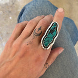 The Bamboo Mountain Reverberation Ring- Bamboo Mountain Turquoise and Sterling Silver- Finished to Size or as a Pendant