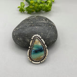 The Beachcomber Ring - Blue Opal Petrified Wood and Sterling Silver- Finished to Size or as a Pendant