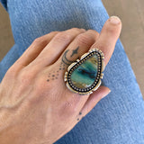 The Beachcomber Ring - Blue Opal Petrified Wood and Sterling Silver- Finished to Size or as a Pendant