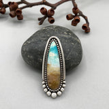 The Talon Ring- Blue Opal Petrified Wood and Sterling Silver- Finished to Size or as a Pendant