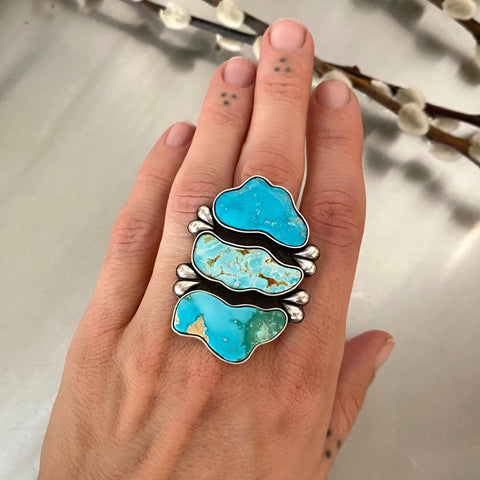 The Bedrock Ring- Natural Royston Turquoise and Sterling Silver- Finished to Size or as a Pendant