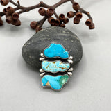 The Bedrock Ring- Natural Royston Turquoise and Sterling Silver- Finished to Size or as a Pendant