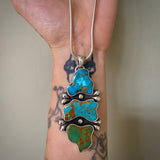 The Bedrock Necklace- Kingman Turquoise and Sterling Silver- Chunky Sterling Silver Snake Chain Included